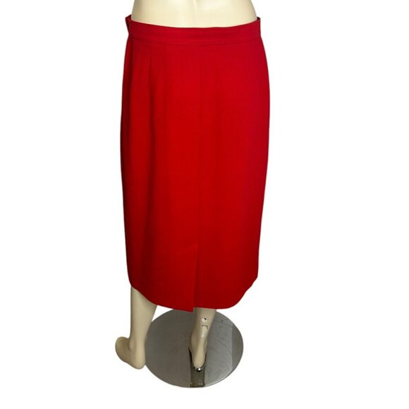Vtg Jaeger Red Wool Skirt Sz 16 | Lined 90s Corpcore Career Workwear Knee-Length - Picture 4 of 7